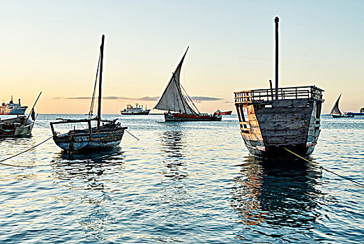 船,海洋,桑给巴尔岛,城市,坦桑尼亚,非洲