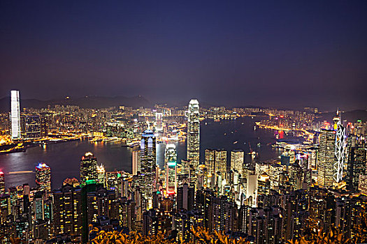 中国,香港,太平山,城市天际线,维多利亚港