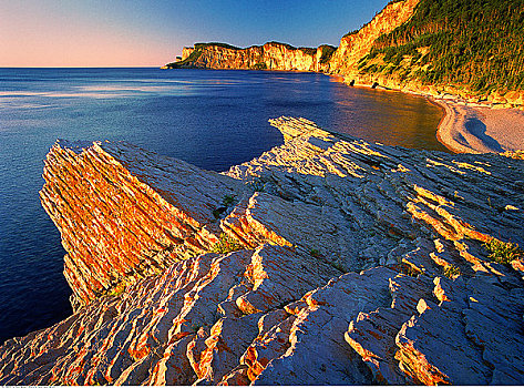 岩石,海岸线,佛罗伦国家公园,魁北克,加拿大