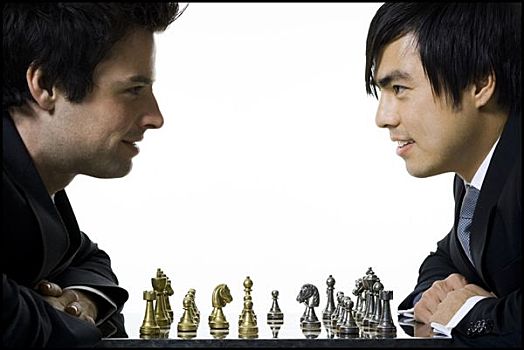 两个,商务人士,玩,下棋