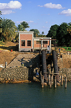 埃及,尼罗河,科昂波,泵站,灌溉