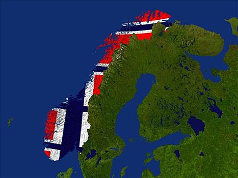 卫星图,挪威,旗帜,遮盖