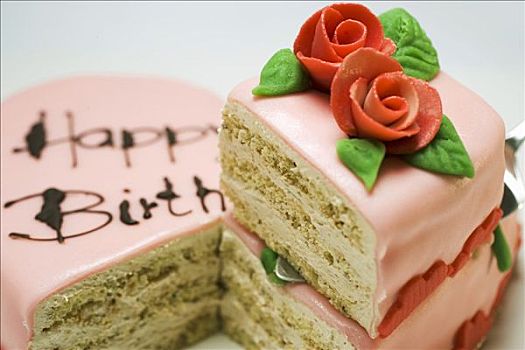 粉色,心形,生日蛋糕,块