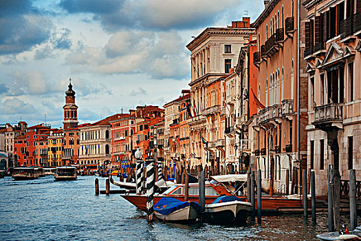 威尼斯,运河,风景,塔,古建筑,意大利