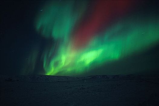 北极光,风景,红色,绿色