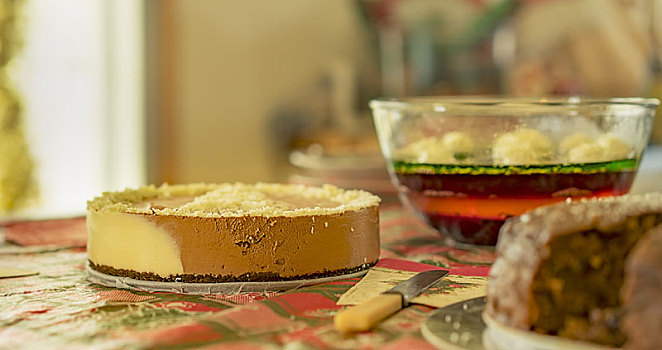 圣诞节,甜点,芝士蛋糕,蛋糕,胶冻