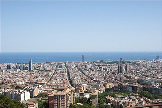 风景,上方,巴塞罗那,西班牙