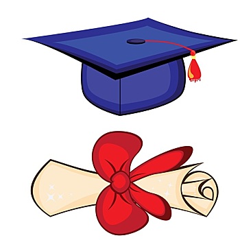 证书,学士帽,插画,白色背景,背景