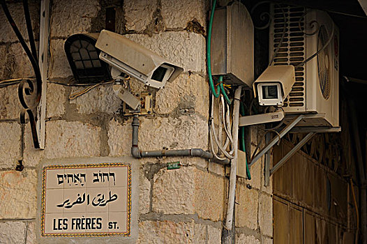 摄影,监视,街道,基督教,区域,老城,耶路撒冷,以色列,中东,亚洲