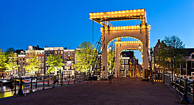 瘦桥,开合式吊桥,绅士运河,阿姆斯特河,阿姆斯特丹,荷兰,欧洲