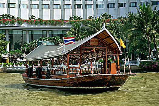 酒店,船,渡轮,人,湄南河,曼谷