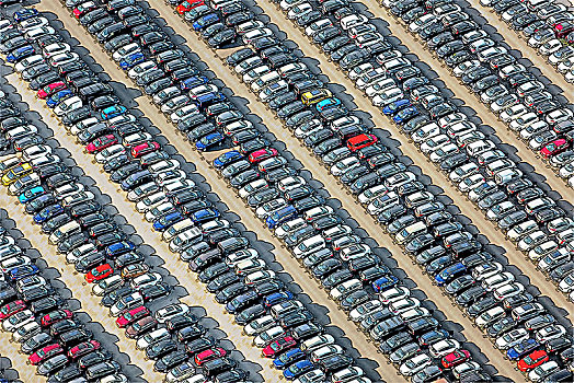 汽车,大,停车场,汽车销售,新车,仓库,莱茵兰,北莱茵威斯特伐利亚,德国