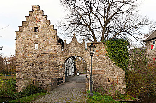 入口,城堡,北莱茵-威斯特伐利亚,德国,欧洲