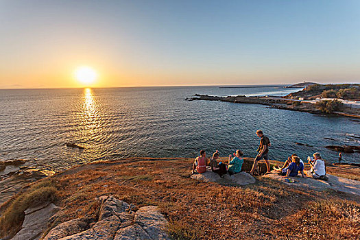 旅游,享受,日落,纳克索斯岛,希腊