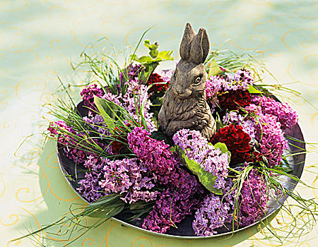 安放,丁香,复活节兔子,盘子