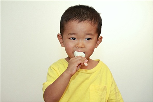 日本人,男孩,吃,冰淇淋,3岁