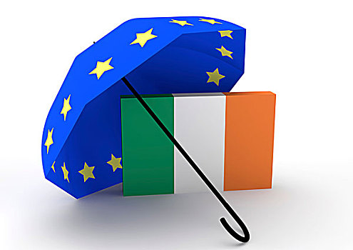 旗帜,爱尔兰,欧元,救助,伞,象征,插画