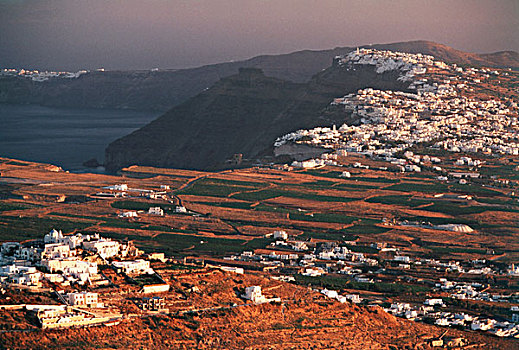 希腊,基克拉迪群岛,锡拉岛,城镇,海岸线,大幅,尺寸