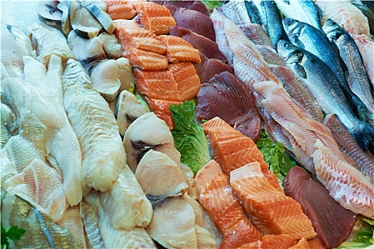 鱼片,海鲜,市场,法国