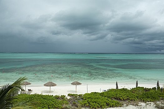 珊瑚礁,海滩,雷暴