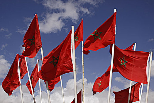 非洲,北非,摩洛哥,阿特拉斯山区,旗帜