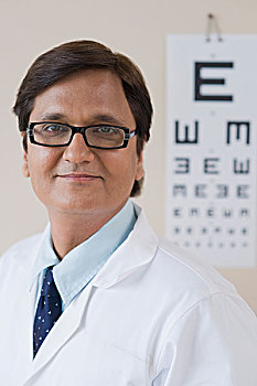 医生,正面,视力表,印度