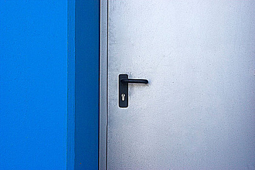 门,现代建筑,蓝色,墙