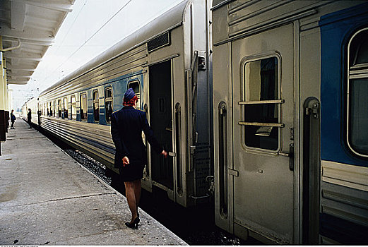 女人,火车站,俄罗斯