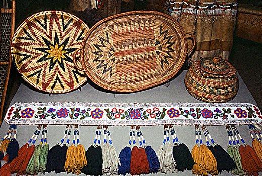 美洲印地安人,装饰,古器物,编织物,篮子,珠子,流苏,交易