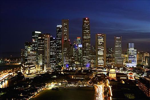 天际线,新加坡,夜晚