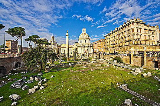 发掘地,古罗马广场,柱子,正面,罗马,意大利,欧洲
