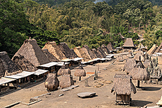 乡村,神祠,传统,茅草屋顶,木屋,岛屿,印度尼西亚,亚洲