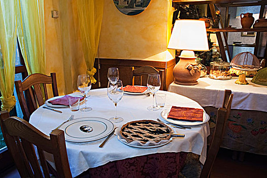 桌子,餐馆,托斯卡纳,意大利,欧洲
