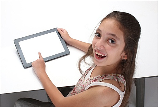 女童,平板电脑