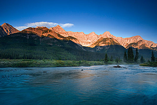 日出,麋鹿,湖,省立公园,不列颠哥伦比亚省,加拿大