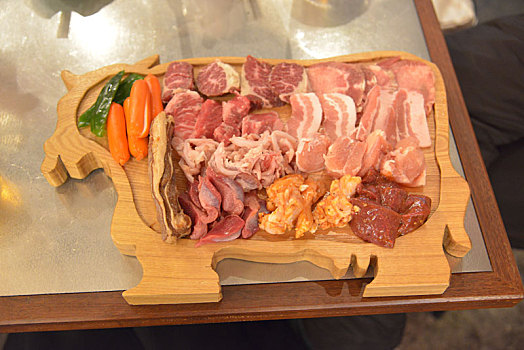 肉,切片,盘子,涩谷
