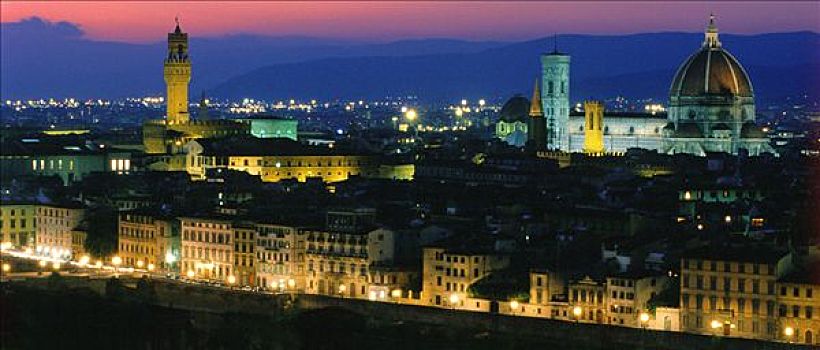 城市,黄昏,佛罗伦萨,托斯卡纳,意大利