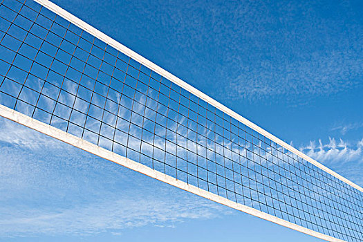 排球,球网,正面,蓝色,天空