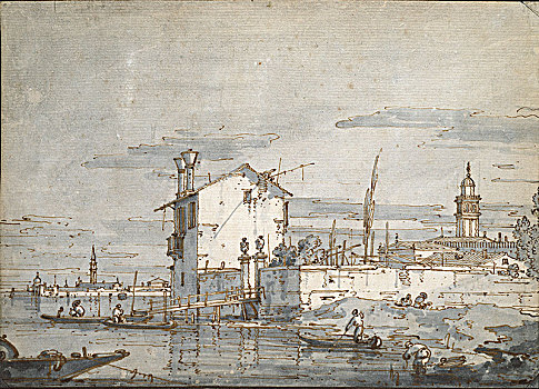 岛屿,泻湖,早,18世纪,艺术家