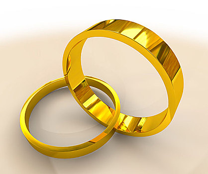 两个,黄金,婚戒,连接,一起,婚姻