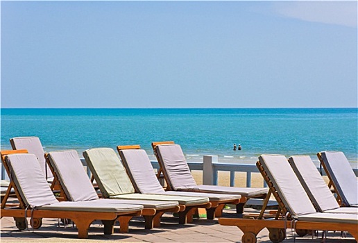 胜地,沙滩椅,热带沙滩,泰国