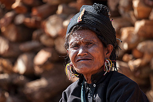 女人,特色,衣服,头饰,部落,山村,胸针,头像,掸邦,金三角,缅甸,亚洲