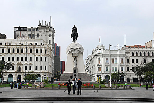 骑马,雕塑,圣马丁广场,历史,中心,利马,秘鲁,南美,拉丁美洲