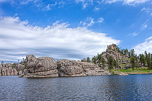 湖,南达科他,岩石,风景,围绕,著名,靠近