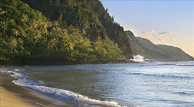 海滩,考艾岛,夏威夷,美国