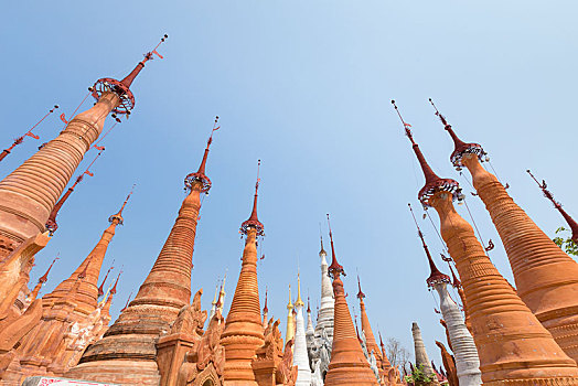 佛教,佛塔,旅店,塔,复杂,掸邦,缅甸,亚洲