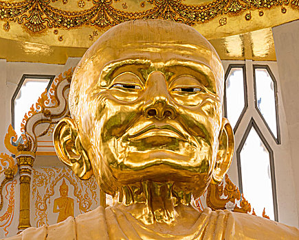 僧侣,金色,雕塑,头部,寺院,庙宇,靠近,省,泰国,亚洲