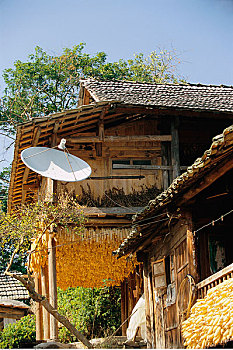 传统,房子,碟形卫星天线,中国