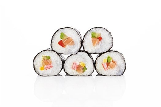寿司卷,隔绝,白色背景