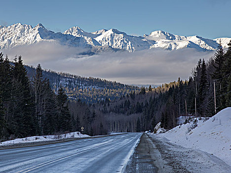道路,通过,积雪,风景,地区性,地区,公路,不列颠哥伦比亚省,加拿大